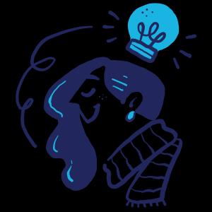 woman with lightbulb over her head